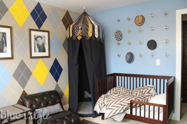 12 ideias para a parede do quarto que vo fazer voc se apaixonar, Como pintar uma parede argyle com quase sem matem tica