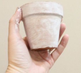 easy whitewashed stenciled and faux concrete diy pots, concrete masonry