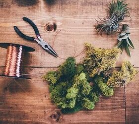 copper wire wreath with air plants, crafts, gardening, wreaths