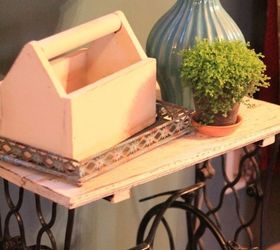 diy singer sewing table turned farmhouse end table, painted furniture
