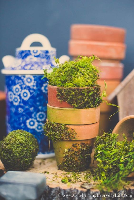 diy moss covered pots tutorial, how to