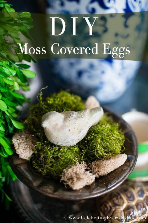 diy moss covered eggs