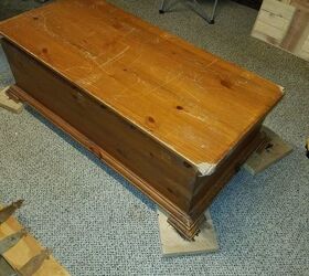 coffee table chest makeover, painted furniture, Before after the hardware was already removed