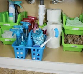 under the sink bathroom organization and kid s cleaning caddy, bathroom ideas, cleaning tips, organizing, plumbing
