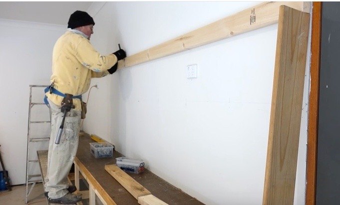 self supporting shelves heavy duty for garage shed workshop, Mark the Stud positions