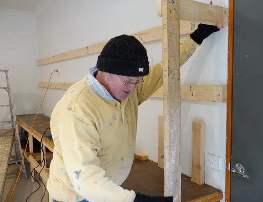 self supporting shelves heavy duty for garage shed workshop, Fit shelf supports and mark out frame