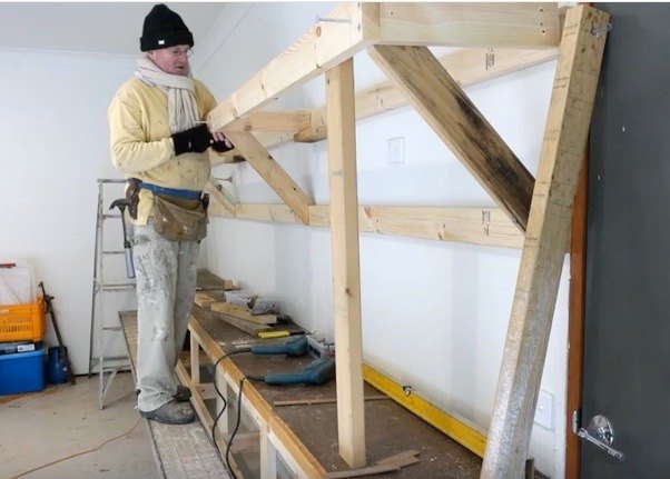 self supporting shelves heavy duty for garage shed workshop, Lift into position