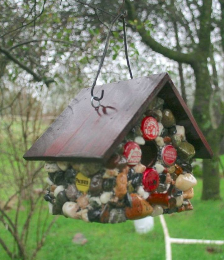 s 11 impressive ways to update your home with stone, concrete masonry, home decor, Decorate a cute birdhouse with them