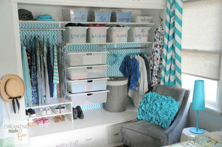 s these 13 closet improvements will make you smile, closet, Glue on fun and colorful wallpaper