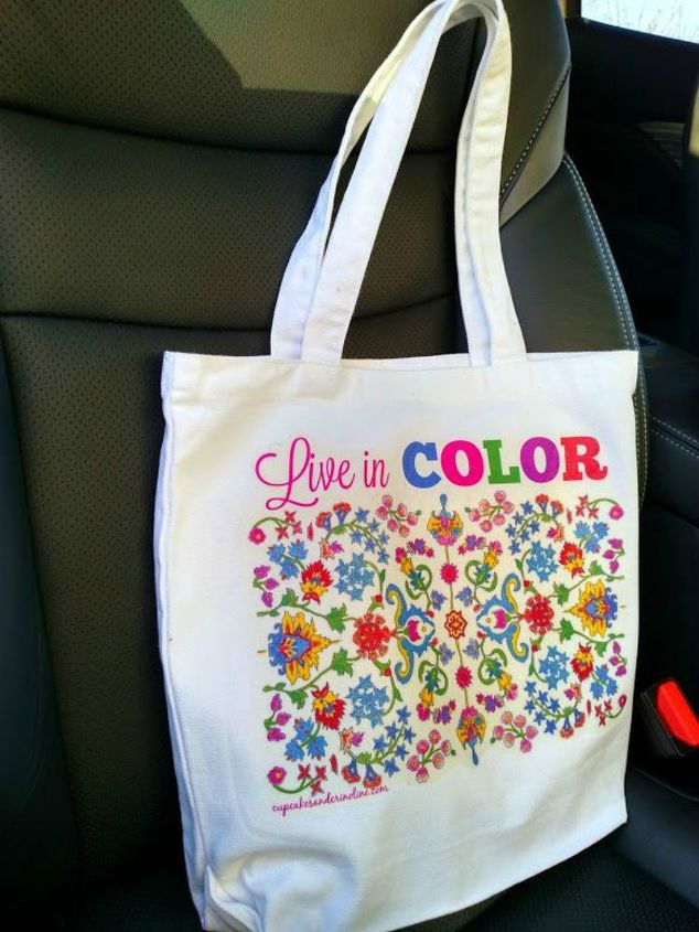how to fake high end decor with adult coloring books, Decorate your shopping tote bag
