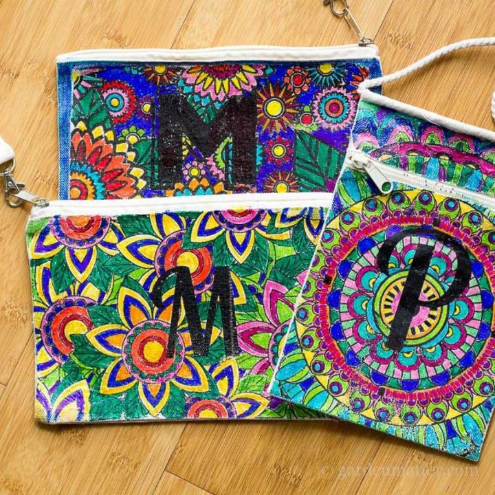 how to fake high end decor with adult coloring books, Make boho pencil cases or makeup bags