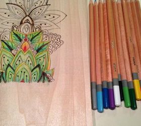 how to fake high end decor with adult coloring books, Transfer a customized pattern to wood