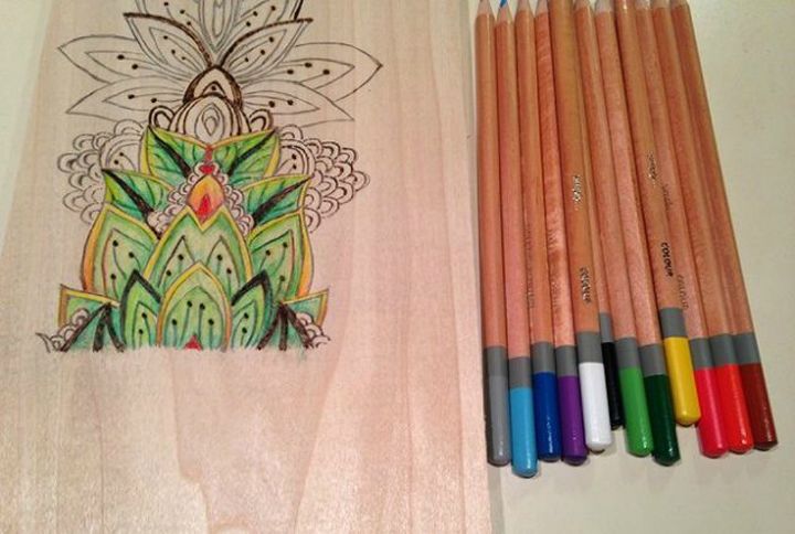 how to fake high end decor with adult coloring books, Transfer a customized pattern to wood