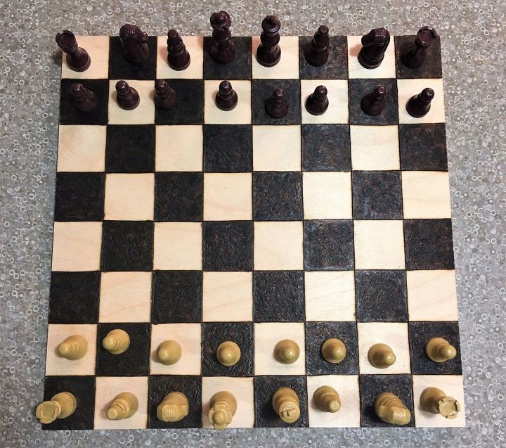 diy chess board by wood burning