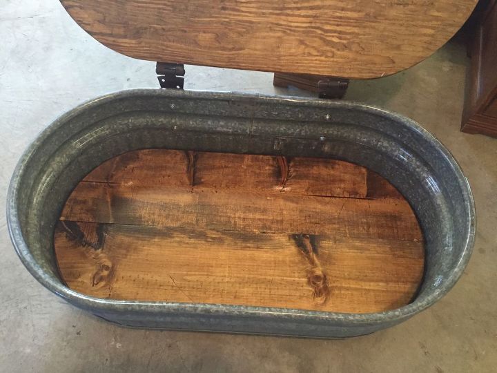 livestock water trough turned coffee table