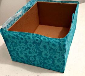 fabric covered storage boxes, storage ideas, reupholster
