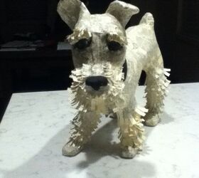 Paper Mache Schnauzer Using an Old Dictionary
