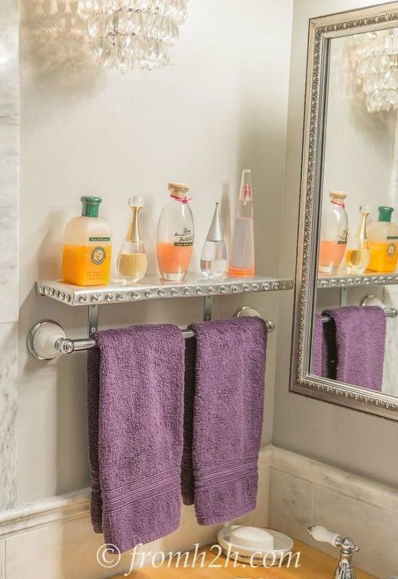 replace your bathroom shelves with these 13 creative ideas, Glitz it up with silver foil and gems