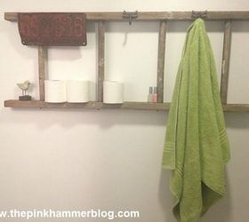 replace your bathroom shelves with these 13 creative ideas, Turn an old ladder on its side