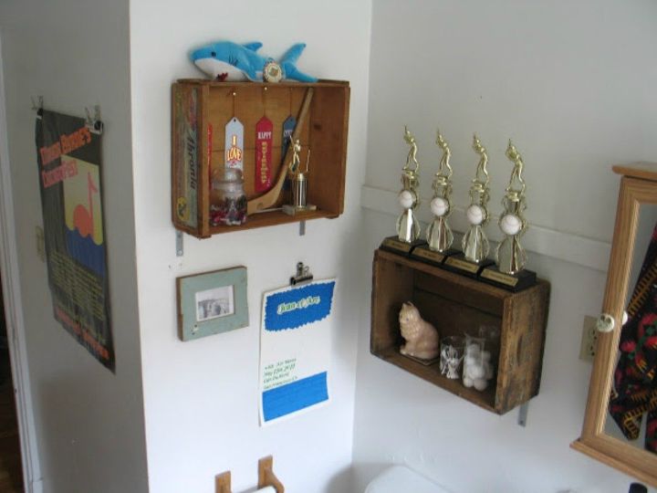 replace your bathroom shelves with these 13 creative ideas, Nail on some cool vintage crates