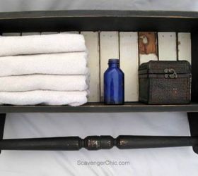 replace your bathroom shelves with these 13 creative ideas, Turn old spindles into a towel rack