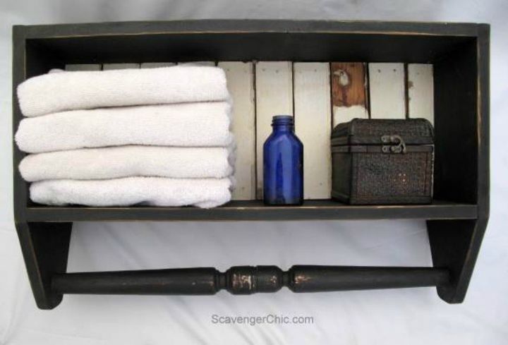 replace your bathroom shelves with these 13 creative ideas, Turn old spindles into a towel rack
