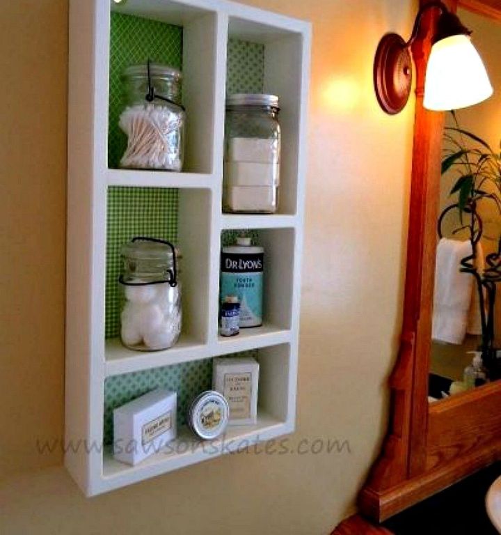 replace your bathroom shelves with these 13 creative ideas, Build your own tiered shadow box