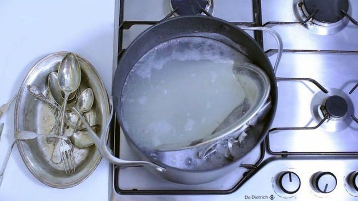 s never buy a cleaning product again with these 13 homemade eco cleaners, cleaning tips, Dip your silver into a boiling pot of water