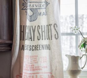vintage feed sacks become cafe curtains, repurposing upcycling, window treatments, windows