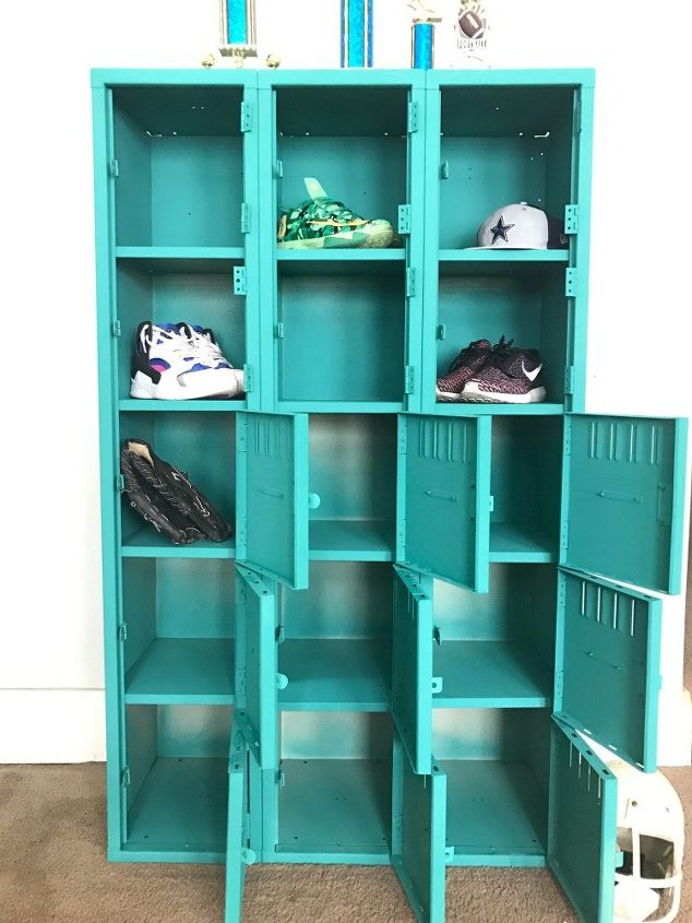 how to paint metal lockers, how to, storage ideas
