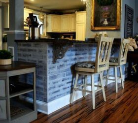 s 12 stunning ways to get that exposed brick look in your home, Redo your kitchen island in faux panels