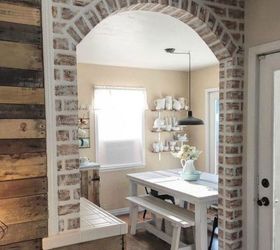 s 12 stunning ways to get that exposed brick look in your home, Grab a piece of lumber for a faux brick arch