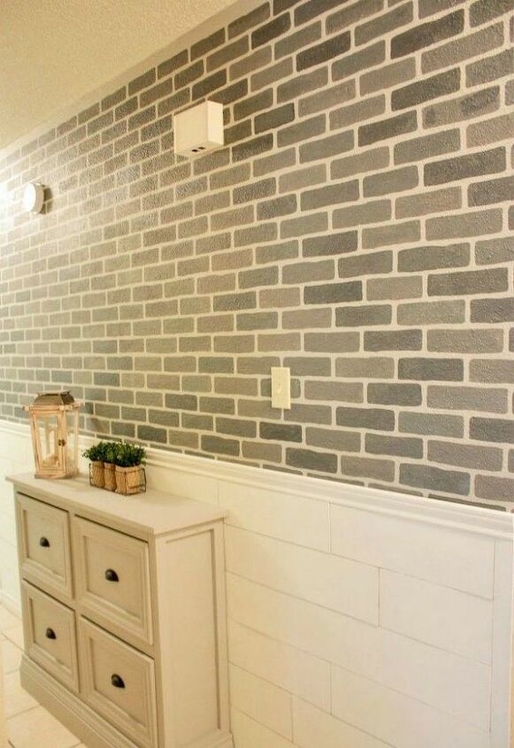 s 12 stunning ways to get that exposed brick look in your home, Use a stencil to get the faux brick right