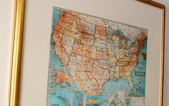 Family Travel Map Wall Art Made From a Thrifty Find!