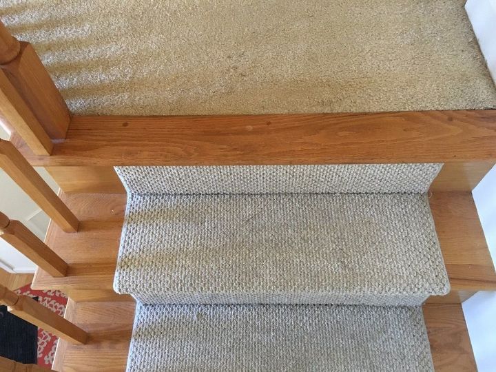 from carpet to wood stairs redo cheater version, Carpeted Stairs