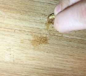 s woah who knew it was this easy to remove paint stains scratches, Rub walnut over a pesky wood scratch
