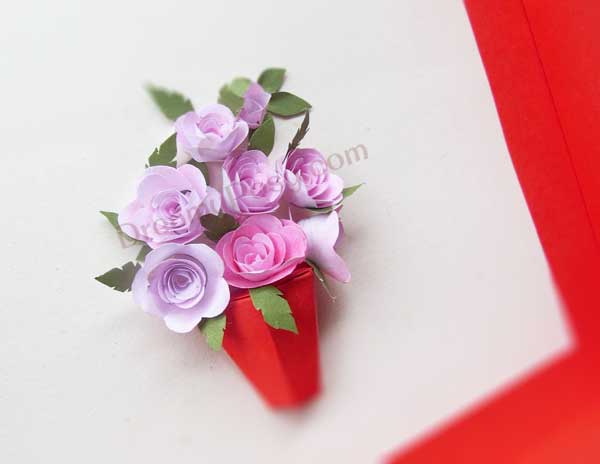 tarjeta de flores de papel en 3d