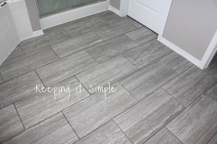 how to tile a bathroom floor with 12x24 gray tiles
