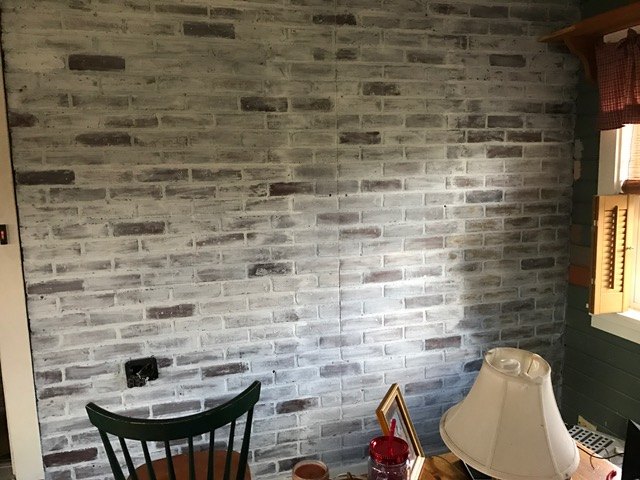 redoing faux brick wall