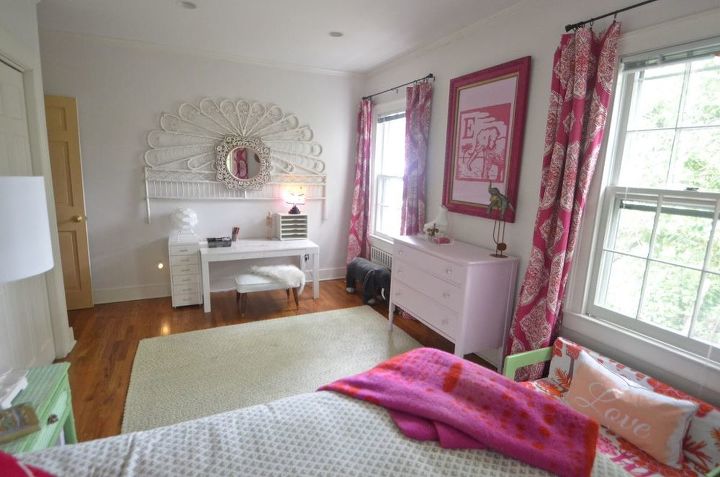 girl s bedroom redesign, bedroom ideas, painted furniture, wall decor, window treatments