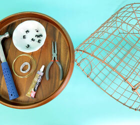 how to turn a tray and wire basket into a chic side table