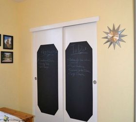 13 amazing closet door transformations that will change your room, These sliding chalkboard closet doors