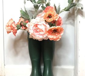 rain boots with flowers in them