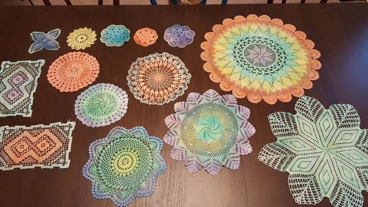 dyed vintage doily table runner