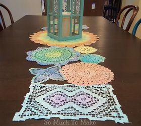 dyed vintage doily table runner