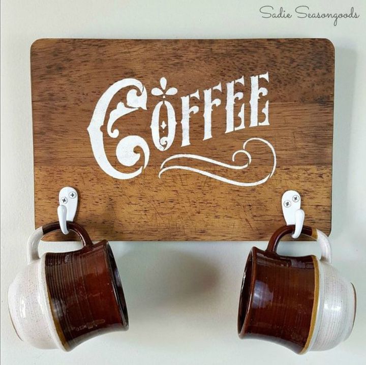transform old cutting boards into these 12 nifty items, Redo them as coffee mug holders