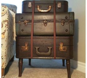 don t throw out your old suitcase before you see these 15 clever ideas, Stack them into a side table
