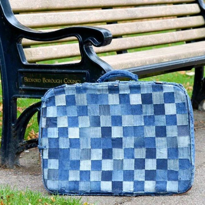 don t throw out your old suitcase before you see these 15 clever ideas, Refresh it with new fabric