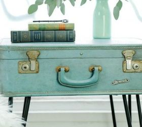 don t throw out your old suitcase before you see these 15 clever ideas, Drill some hairpin legs for a standing table
