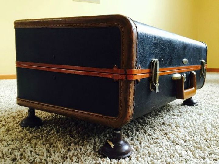 don t throw out your old suitcase before you see these 15 clever ideas, Turn it into an adorable little ottoman